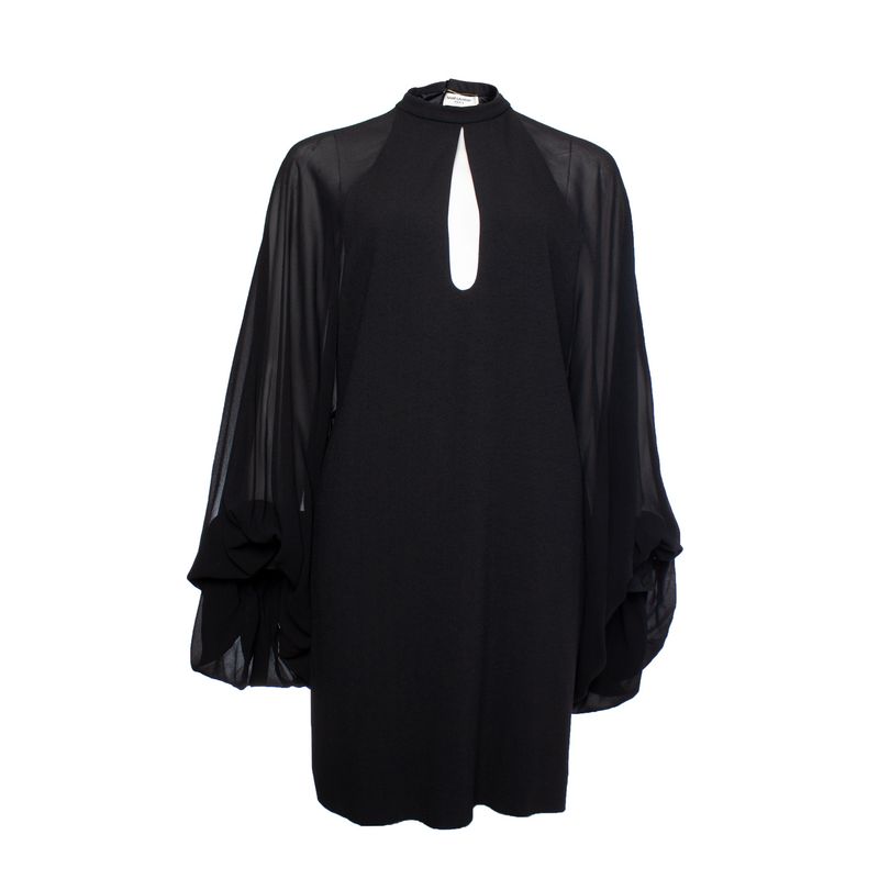 Saint Laurent Black Dress With Puff Sleeves